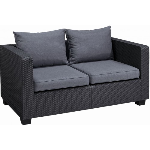 ALLIBERT SALTA 2 Lounge 2-Sitzer-Sofa, 141 x 84 x 65,5 cm, graphit/grau 17206012