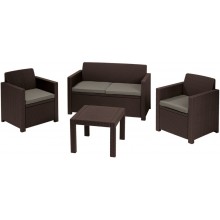 ALLIBERT ALABAMA Lounge-Set 4-tlg., Rattanoptik, braun/grau-beige 17199240