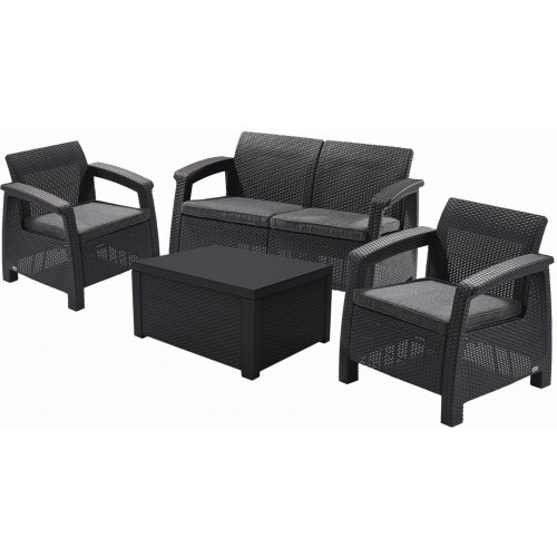 B-WARE ALLIBERT CORFU BOX Loungeset, graphit/grau 17200180 Beschädigte Verpackung!!