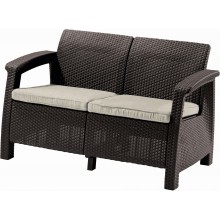 ALLIBERT CORFU LOVE SEAT 2-Sitzer Sofa, 128 x 70 x 79cm, braun/beige 17197359