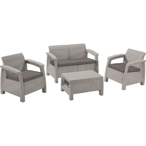 ALLIBERT CORFU Lounge-Set, grau/grau-beige 17197361