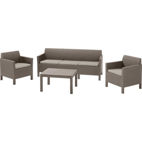 ALLIBERT ORLANDO 3 SEATER Lounge-Set, Gartenmöbel, cappuccino/sand 17202802