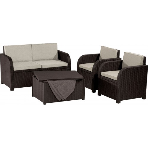 ALLIBERT MODENA Lounge-Set + Aufbewahrungstisch, braun/beige 17200463