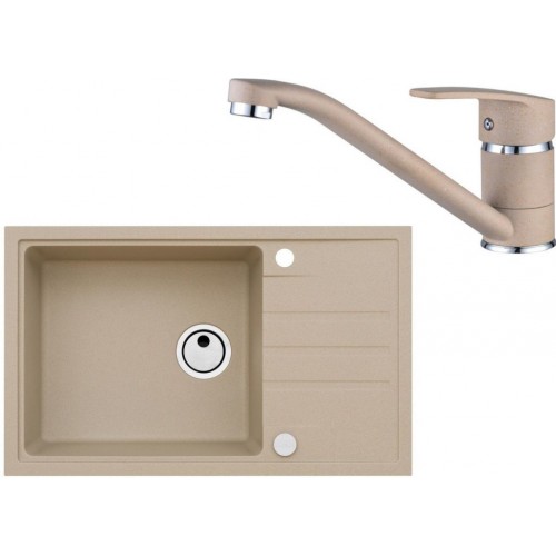ALVEUS Set INTERMEZZO 130 Granitspüle 780x480 mm + Küchenarmatur NINA, beige
