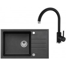 ALVEUS Set INTERMEZZO 130 Granitspüle 780x480 mm + Küchenarmatur TONIA, schwarz