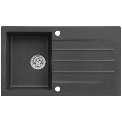 ALVEUS CORTINA 130 Granitspüle 860 x 500 mm, Siphon + Hahnlochstopfen, schwarz