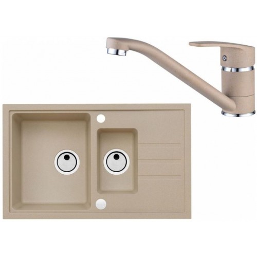 ALVEUS Set INTERMEZZO 70 Granitspüle 780x480 mm + Küchenarmatur NINA, beige