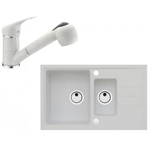 ALVEUS Set INTERMEZZO 70 Granitspüle 780x480 mm + Küchenarmatur AM 20, weiß ALVEUS Set INTERMEZZO 70 Granitspüle 780x480 mm + Küchenarmatur AM 20, weiß