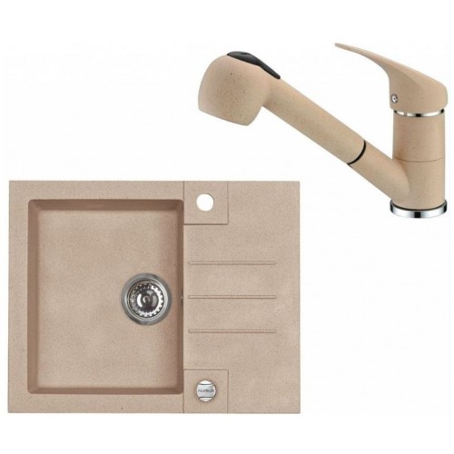 ALVEUS Set ROCK 30 Granitspüle 595x475 mm + Küchenarmatur AM 20, beige