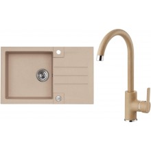 ALVEUS Set ROCK 130 Granitspüle 780x480 mm + Küchenarmatur TONIA, beige