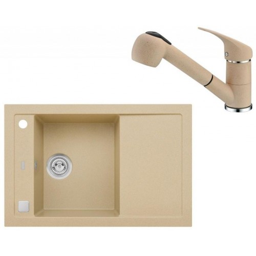 ALVEUS Set FORMIC 30 Granitspüle 760x500 mm + Küchenarmatur AM 20, beige