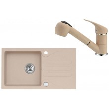 ALVEUS Set GALAPAGOS 30 Granitspüle 770x430 mm + Küchenarmatur AM 20, beige