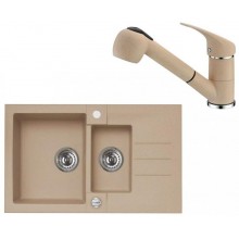 ALVEUS Set ROCK 70 Granitspüle 780x480 mm + Küchenarmatur AM 20, beige