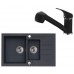 ALVEUS Set ROCK 70 Granitspüle 780x480 mm + Küchenarmatur AM 20, schwarz