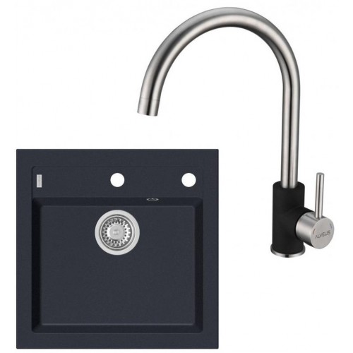 ALVEUS Set FORMIC 20 Granitspüle 520x510 mm + Küchenarmatur ELZA, Twilight 05