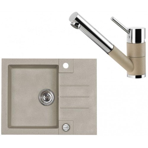 ALVEUS Set ROCK 30 Granitspüle 595x475 mm + Küchenarmatur AM 100-P, Pebble 02