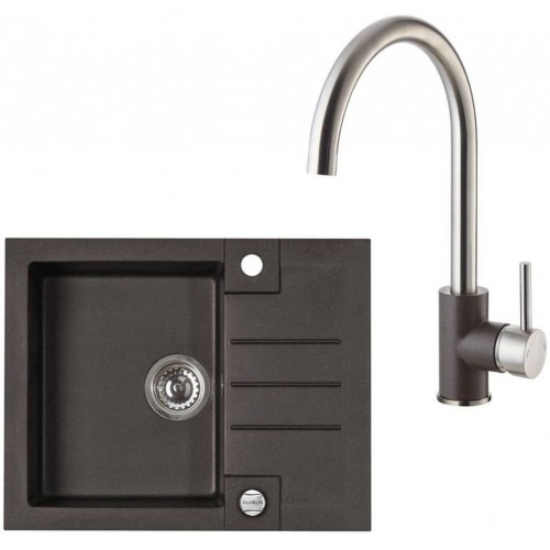 ALVEUS Set ROCK 30 Granitspüle 595x475 mm + Küchenarmatur ELZA, Chocolate 03