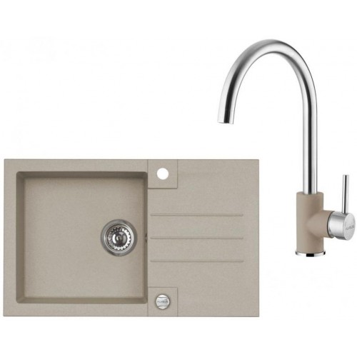 ALVEUS Set ROCK 130 Granitspüle 780x480 mm + Küchenarmatur ELZA, Pebble 02 ALVEUS Set ROCK 130 Granitspüle 780x480 mm + Küchenarmatur ELZA, Pebble 02
