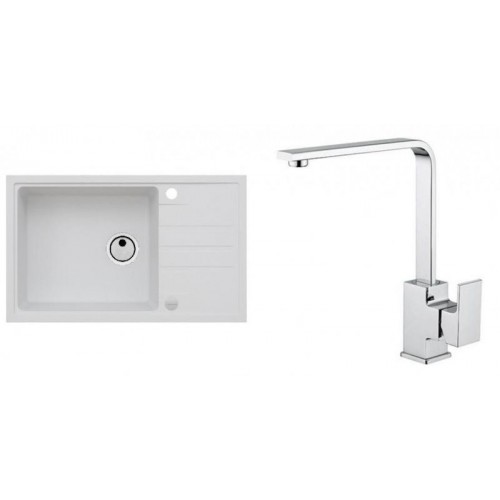 ALVEUS Set INTERMEZZO 130 Granitspüle 780x480 mm + Küchenarmatur RENO, weiß ALVEUS Set INTERMEZZO 130 Granitspüle 780x480 mm + Küchenarmatur RENO, weiß