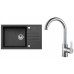 ALVEUS Set INTERMEZZO 130 Granitspüle 780x480 mm + Küchenarmatur TONIA, schwarz + Chrom