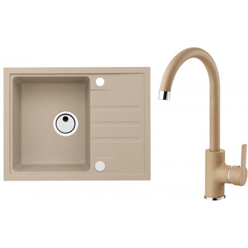 ALVEUS Set INTERMEZZO 30 Granitspüle 620x480 mm + Küchenarmatur TONIA, beige ALVEUS Set INTERMEZZO 30 Granitspüle 620x480 mm + Küchenarmatur TONIA, beige
