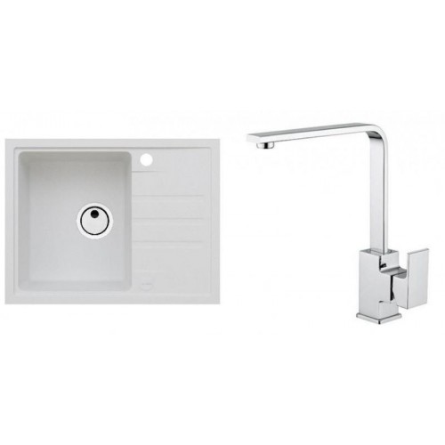 ALVEUS Set INTERMEZZO 30 Granitspüle 620x480 mm + Küchenarmatur RENO, weiß ALVEUS Set INTERMEZZO 30 Granitspüle 620x480 mm + Küchenarmatur RENO, weiß