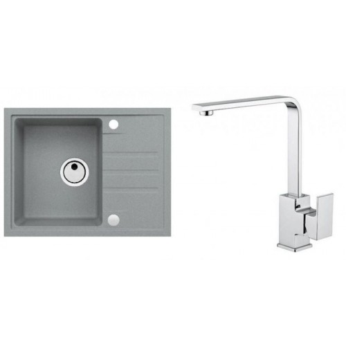 ALVEUS Set INTERMEZZO 30 Granitspüle 620x480 mm + Küchenarmatur RENO, beton