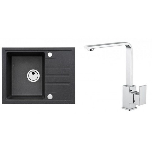 ALVEUS Set INTERMEZZO 30 Granitspüle 620x480 mm + Küchenarmatur RENO, schwarz ALVEUS Set INTERMEZZO 30 Granitspüle 620x480 mm + Küchenarmatur RENO, schwarz