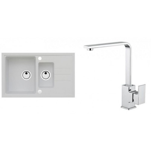 ALVEUS Set INTERMEZZO 70 Granitspüle 780x480 mm + Küchenarmatur RENO, weiß ALVEUS Set INTERMEZZO 70 Granitspüle 780x480 mm + Küchenarmatur RENO, weiß