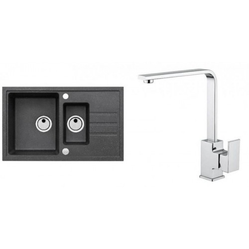 ALVEUS Set INTERMEZZO 70 Granitspüle 780x480 mm + Küchenarmatur RENO, schwarz ALVEUS Set INTERMEZZO 70 Granitspüle 780x480 mm + Küchenarmatur RENO, schwarz