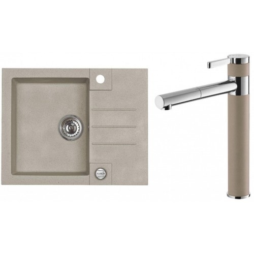 ALVEUS Set ROCK 30 Granitspüle 595x475 mm + Küchenarmatur ZINA, Pebble 02