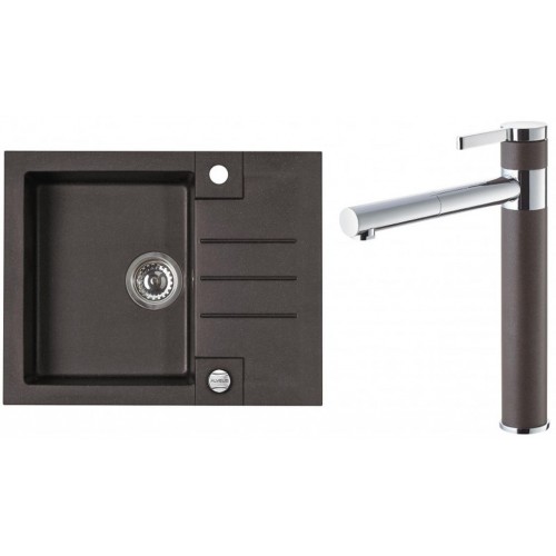 ALVEUS Set ROCK 30 Granitspüle 595x475 mm + Küchenarmatur ZINA, Chocolate 03