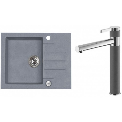 ALVEUS Set ROCK 30 Granitspüle 595x475 mm + Küchenarmatur ZINA, Steel 04