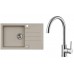 ALVEUS Set ROCK 130 Granitspüle 780x480 mm + Küchenarmatur ELZA, Pebble 02 + Edelstahl