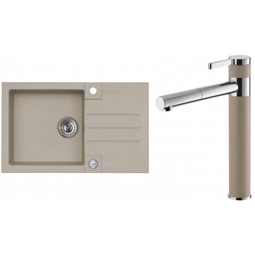 ALVEUS Set ROCK 130 Granitspüle 780x480 mm + Küchenarmatur ZINA, Pebble 02