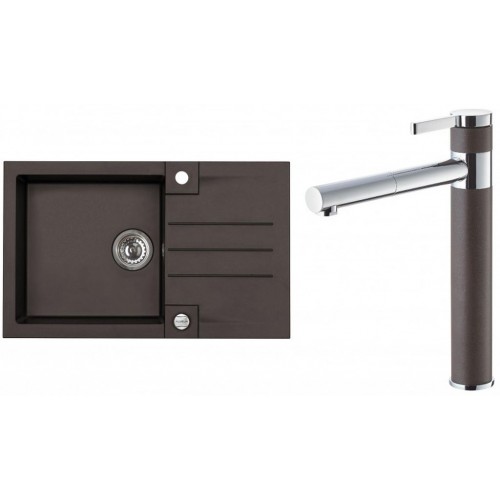 ALVEUS Set ROCK 130 Granitspüle 780x480 mm + Küchenarmatur ZINA, Chocolate 03