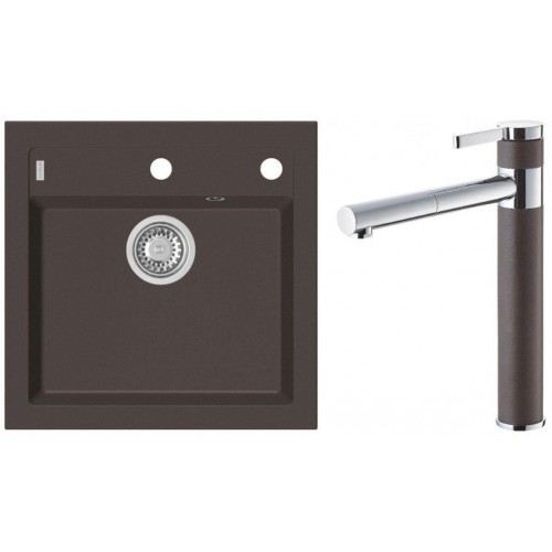 ALVEUS Set FORMIC 20 Granitspüle 520x510 mm + Küchenarmatur ZINA, Chocolate 03