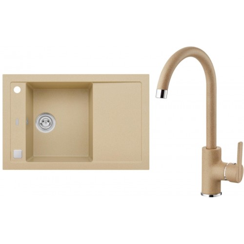 ALVEUS Set FORMIC 30 Granitspüle 760x500 mm + Küchenarmatur TONIA, beige