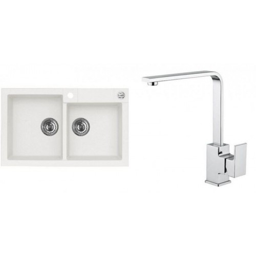 ALVEUS Set ROCK 90 Granitspüle 780x480 mm + Küchenarmatur RENO, weiß ALVEUS Set ROCK 90 Granitspüle 780x480 mm + Küchenarmatur RENO, weiß