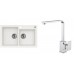 ALVEUS Set ROCK 90 Granitspüle 780x480 mm + Küchenarmatur RENO, weiß