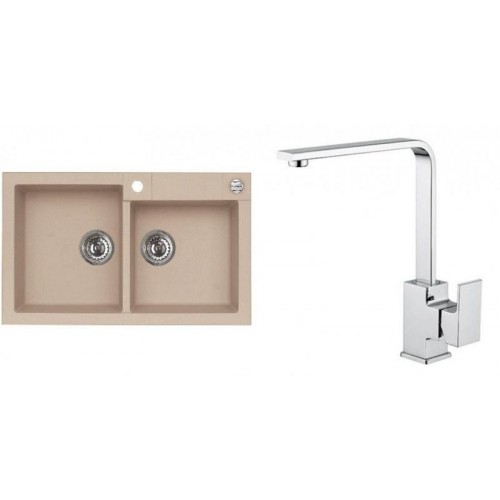 ALVEUS Set ROCK 90 Granitspüle 780x480 mm + Küchenarmatur RENO, beige ALVEUS Set ROCK 90 Granitspüle 780x480 mm + Küchenarmatur RENO, beige