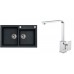 ALVEUS Set ROCK 90 Granitspüle 780x480 mm + Küchenarmatur RENO, schwarz