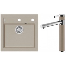 ALVEUS Set FORMIC 20 Granitspüle 520x510 mm + Küchenarmatur ZINA, Pebble 02