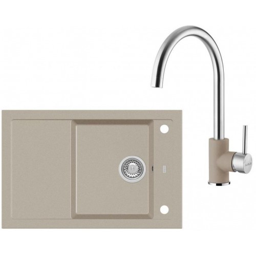 ALVEUS Set FORMIC 30 Granitspüle 760x500 mm + Küchenarmatur ELZA, Pebble 02