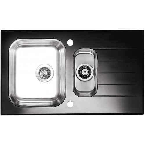 ALVEUS GLASSIX 20 Küchenspüle, 860 x 500 mm, Edelstahl/Glas, schwarz 1100015