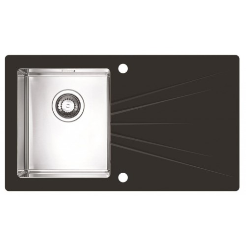 ALVEUS KARAT 10 Küchenspüle Edelstahl/Glas, 860 x 500 mm, links, schwarz 1102770 ALVEUS KARAT 10 Küchenspüle Edelstahl/Glas, 860 x 500 mm, links, schwarz 1102770