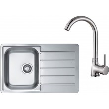 ALVEUS Set LINE 80 Edelstahlspüle 790x500 mm + Küchenarmatur KARINA Chrom