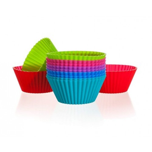 12 x Silikonformen Muffin 3,75cm x 2,7cm Culinaria red 3122012MIX