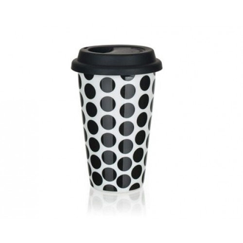 BANQUET doppelwandigen Becher mit Silikon-Deckel 280 ml COLOR PLUS BLACK