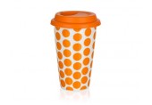 BANQUET doppelwandigen Becher mit Silikon-Deckel 280 ml COLOR PLUS ORANGE